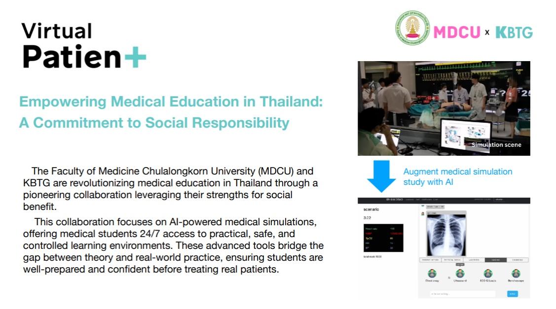 Virtual Patient Plus presentation showing the medical education collaboration between Chulalongkorn University and KBTG